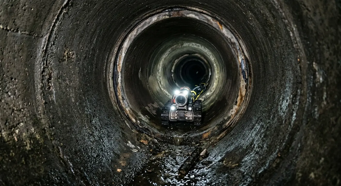 Robotic sewer camera inspecting pipe interior for Sewer Line Cleaning in Murphy